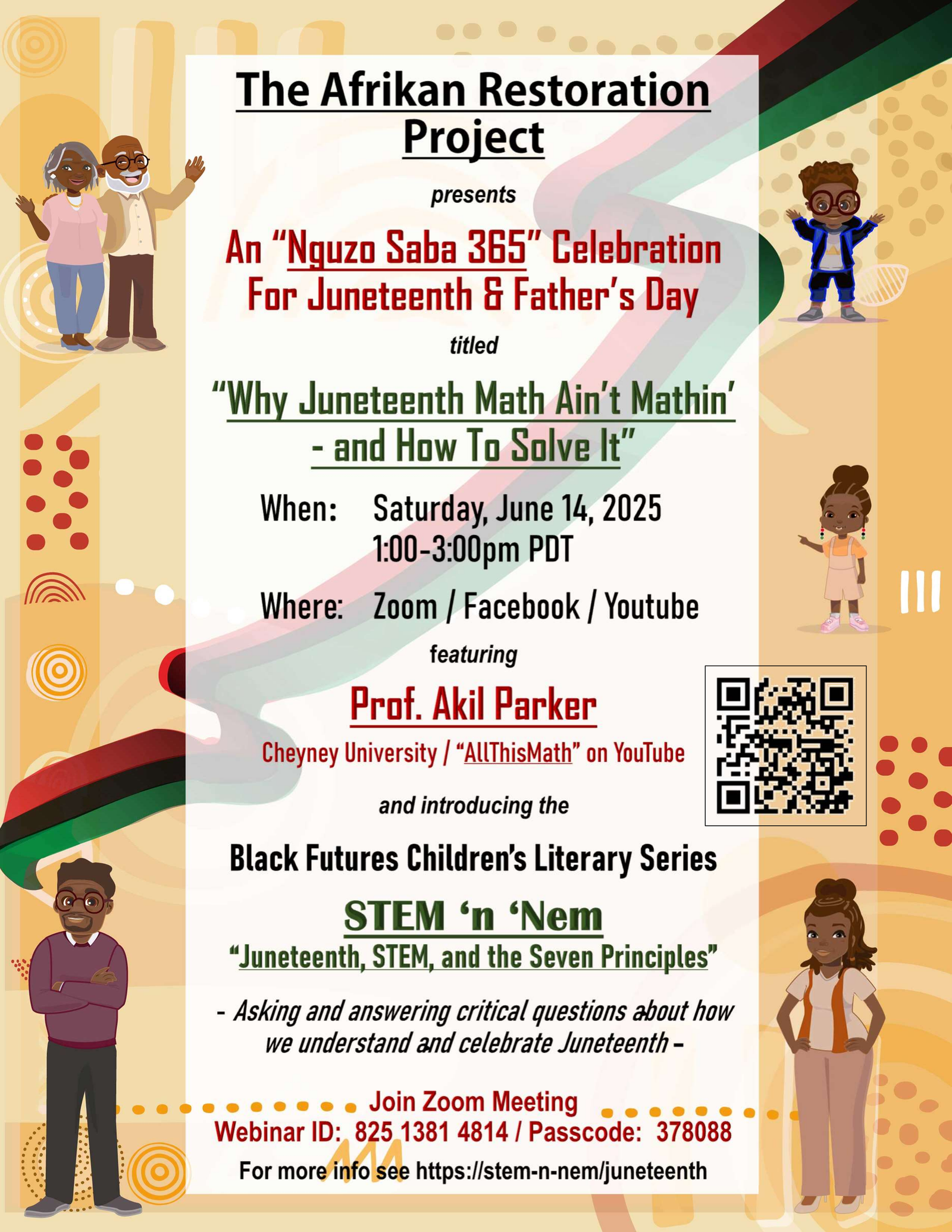 STEM 'n 'Nem™ Juneteenth Event Flyer - Educational discussion about Juneteenth history and S.T.E.M. education